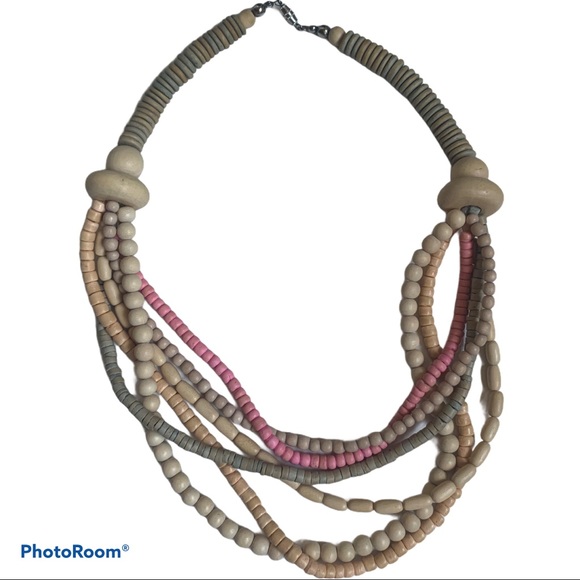 Vintage Wood Bead Boho Necklace - Picture 3 of 10